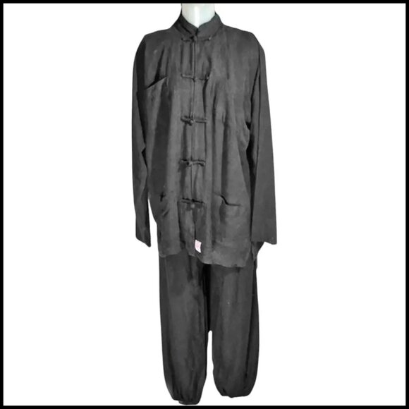 Plus Size Black Pant Suit, Original Tang Kung Fu, Martial Arts Vintage 90s - Picture 4 of 16
